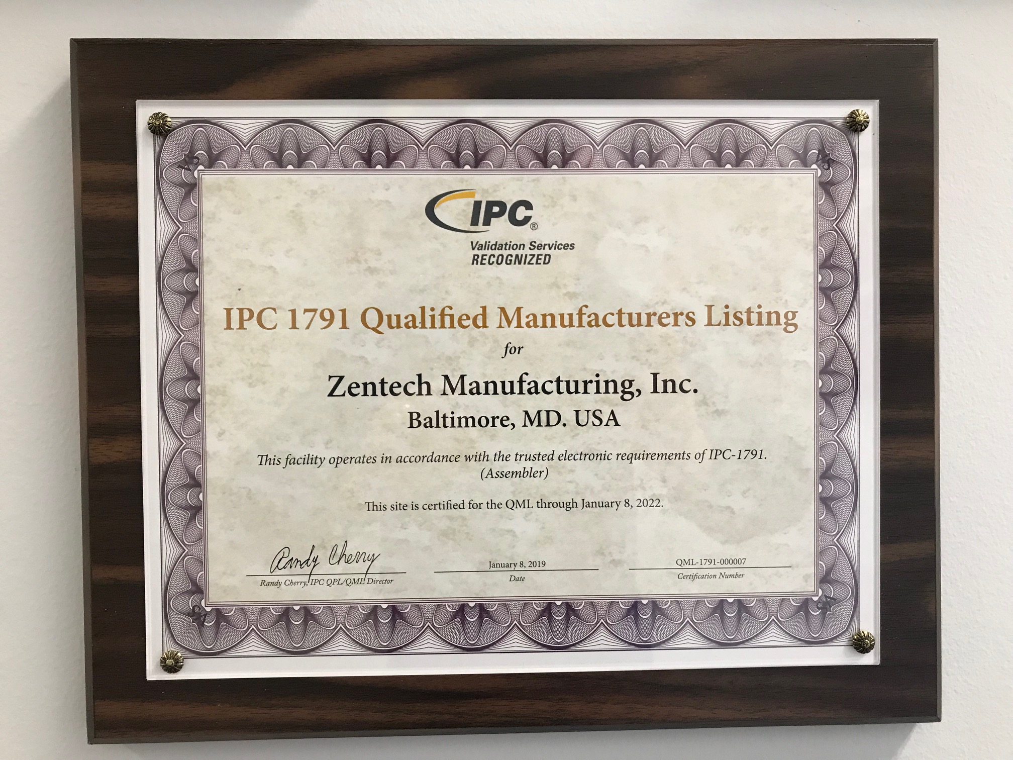 Zentech Earns IPC 1791 Certification, Trusted Assembler